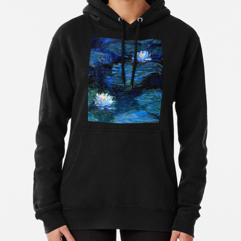 Water Lilies Monet deep blue Pullover Hoodie