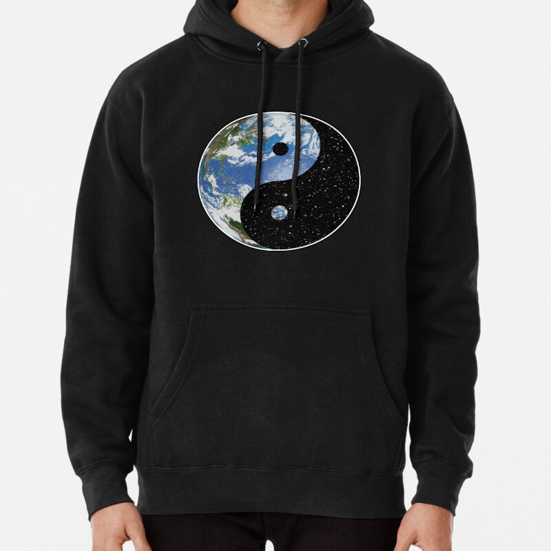 Earth and Space Yin Yang Symbol Pullover Hoodie