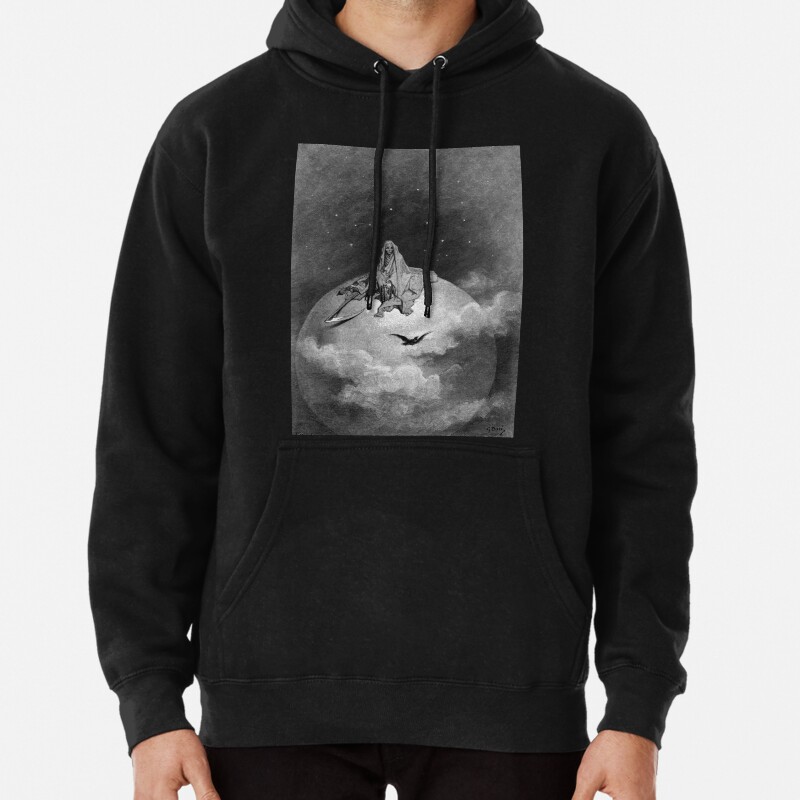 Death and the Moon - The Raven - Gustave Dore Pullover Hoodie