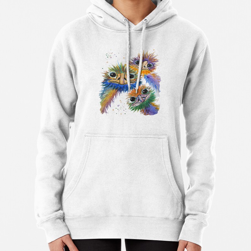 Funky Emu Bird Three Friendship Pullover Hoodie
