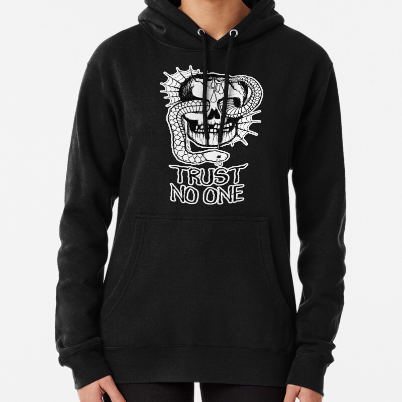 Trust No One Skull Snake Spiderweb Edward Teach tattoo  Pullover Hoodie