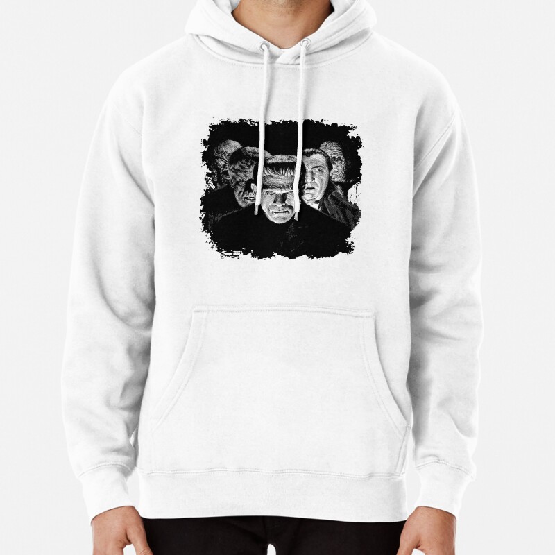 Classic Monsters Black and White POP! Pullover Hoodie