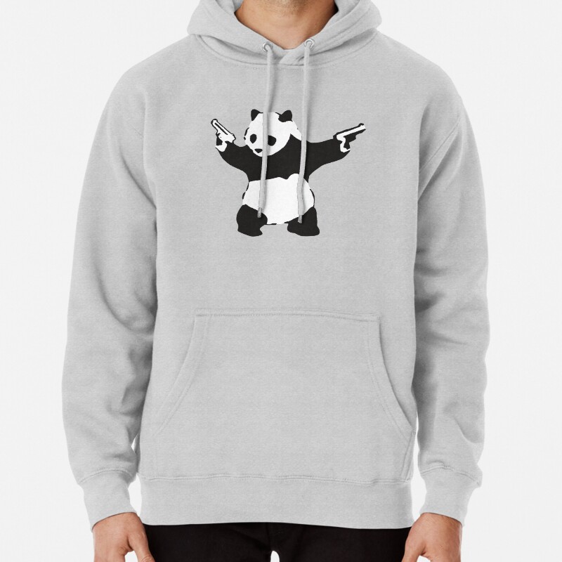 Panda holding guns 2014 - Banksy Graffiti Pullover Hoodie