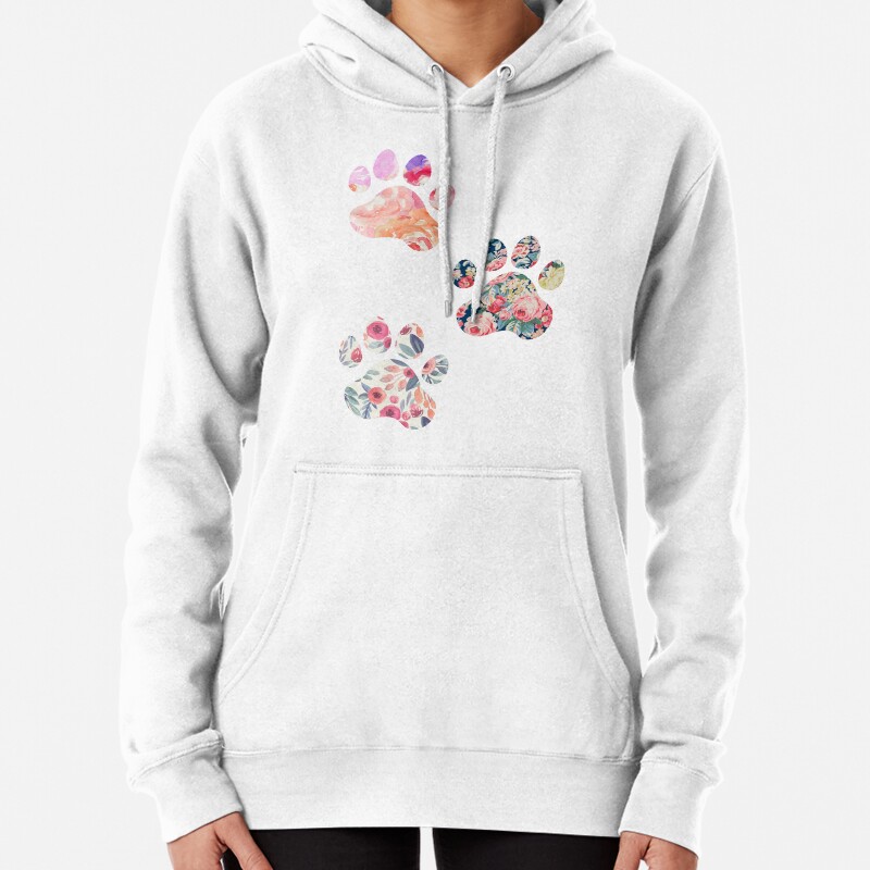 Floral Paw Print Trio Pullover Hoodie