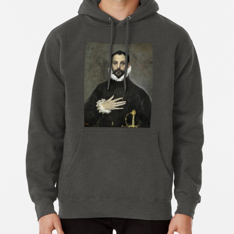 The Nobleman with his Hand on his Chest by El Greco Pullover Hoodie