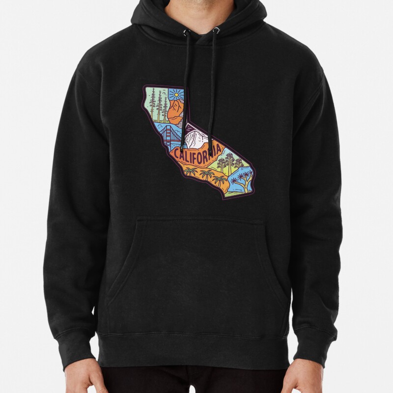 An Artwork of the State California by Region Pullover Hoodie