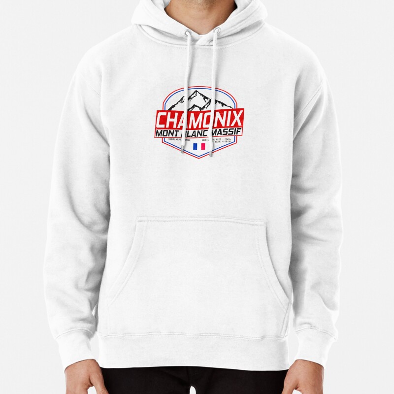 Retro Ski Chamonix Mont Blanc France Skiing and Mountain Biking Paradise Pullover Hoodie