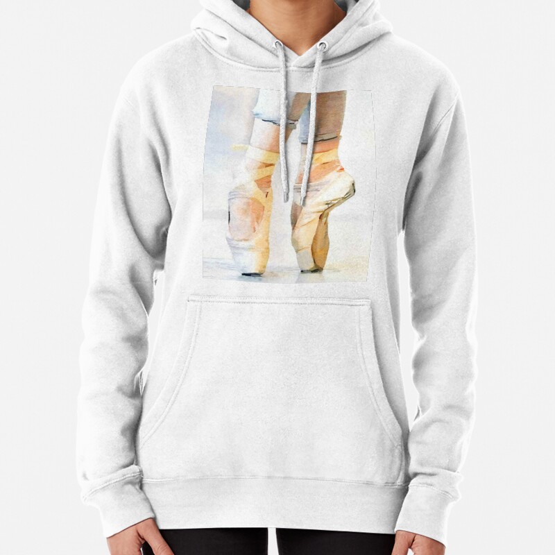 Ballerina En Pointe a Ballet Dancer Watercolor Print Pullover Hoodie