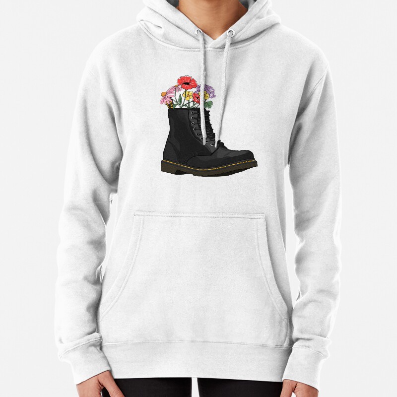Flowers growing from doc marten boot Pullover Hoodie