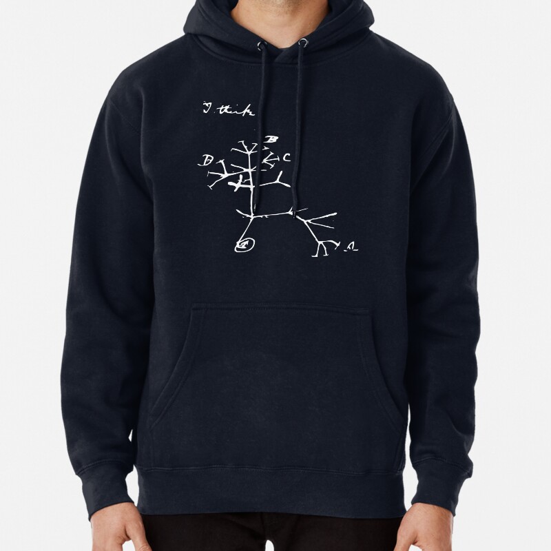 Darwin I Think Tree (White) Pullover Hoodie