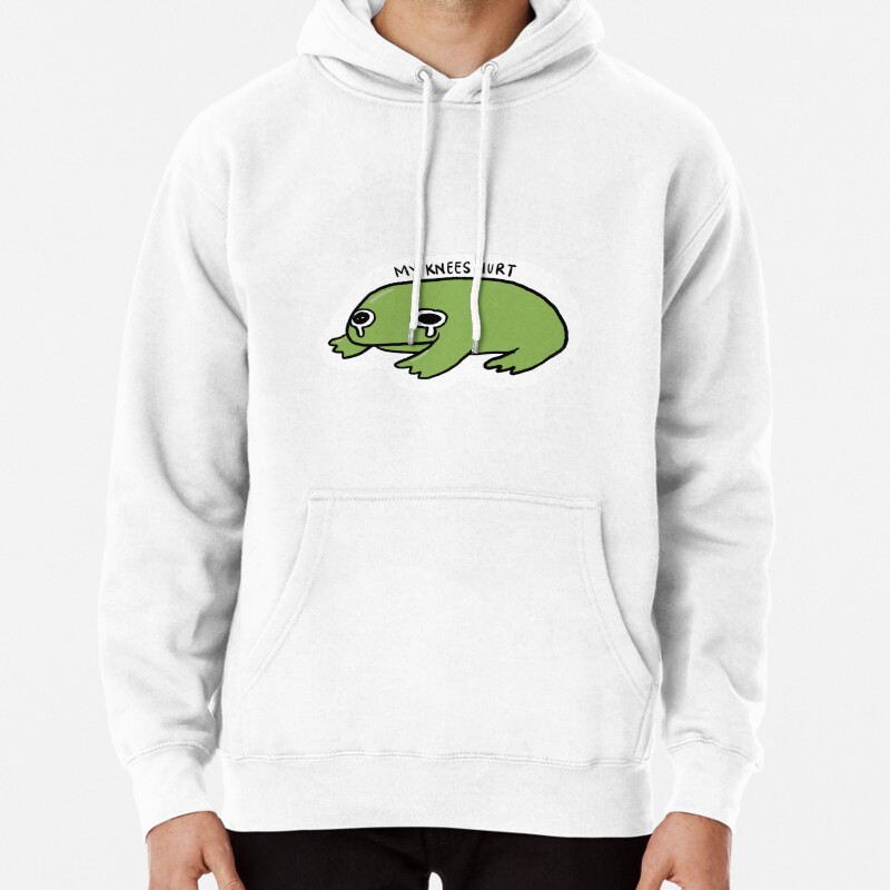 My Knees Hurts,Crying Green Frog Pullover Hoodie