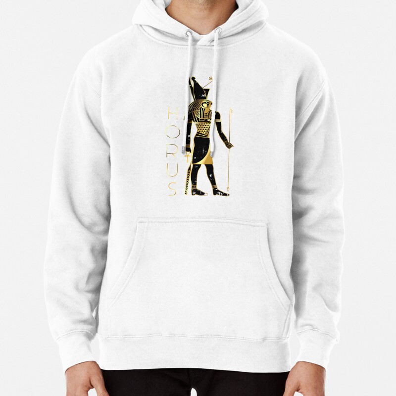 Horus - Ancient Egyptian God in gold and black weathered design Pullover Hoodie