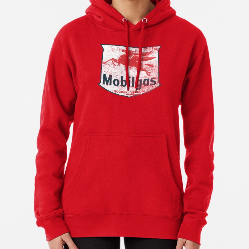 Mobil Gas - Vintage Retro Gasoline Poster Pullover Hoodie
