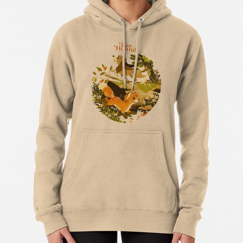 Cartoon fox and hound cute merch Pullover Hoodie
