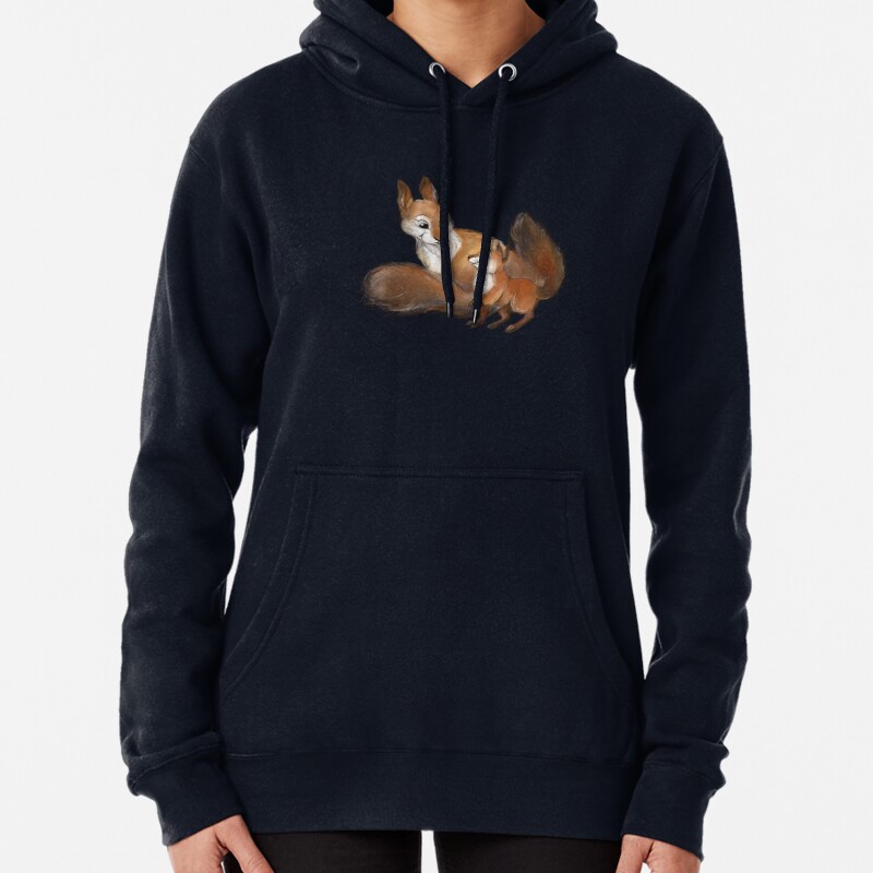 Mom and baby squirrels Pullover Hoodie
