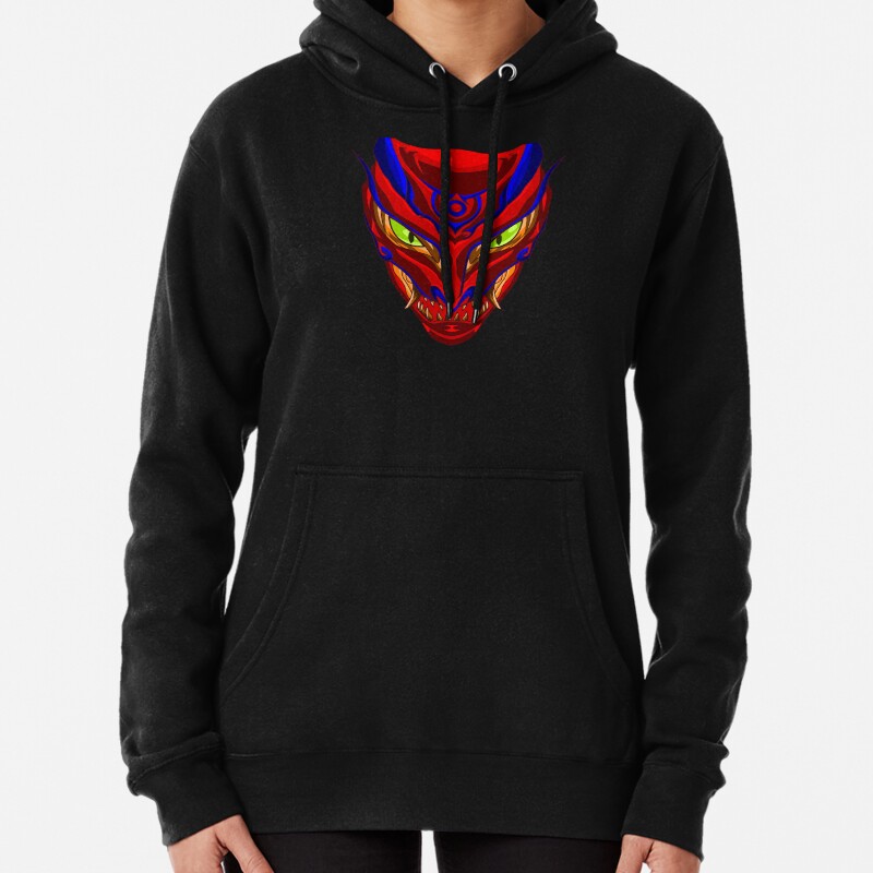 Demon Samurai Mask Pullover Hoodie