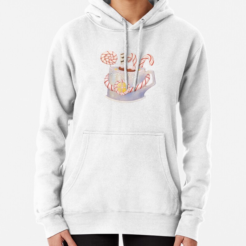 Cozy chocolate drink with candy Pullover Hoodie