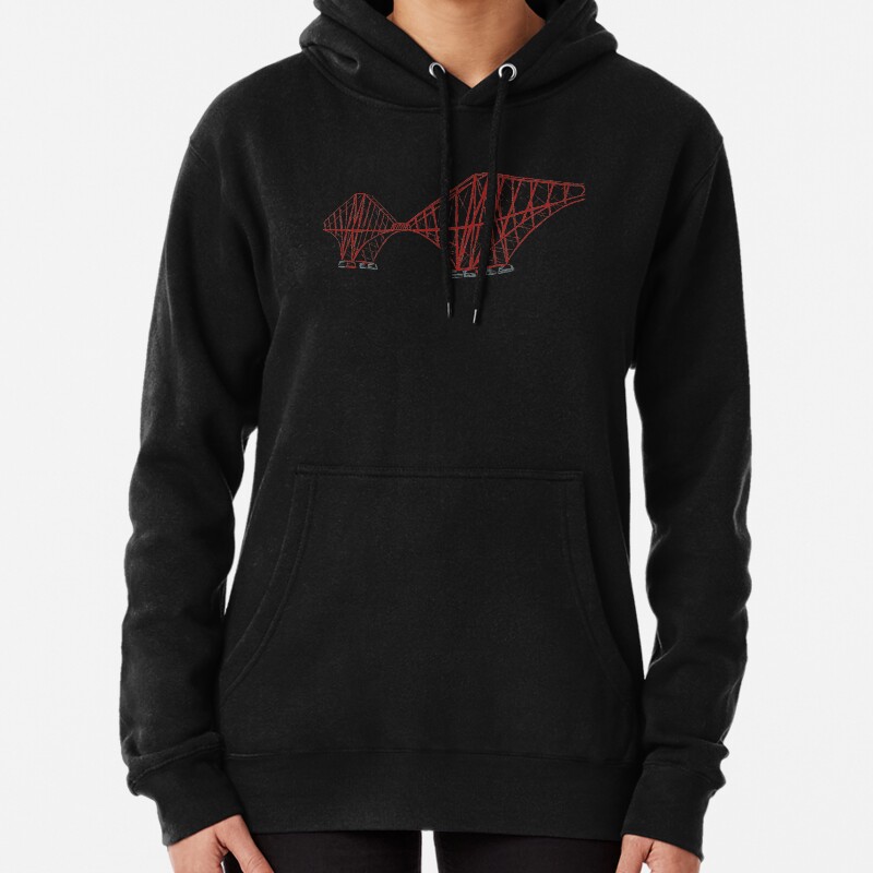 Forth Rail Bridge Line Drawing Pullover Hoodie