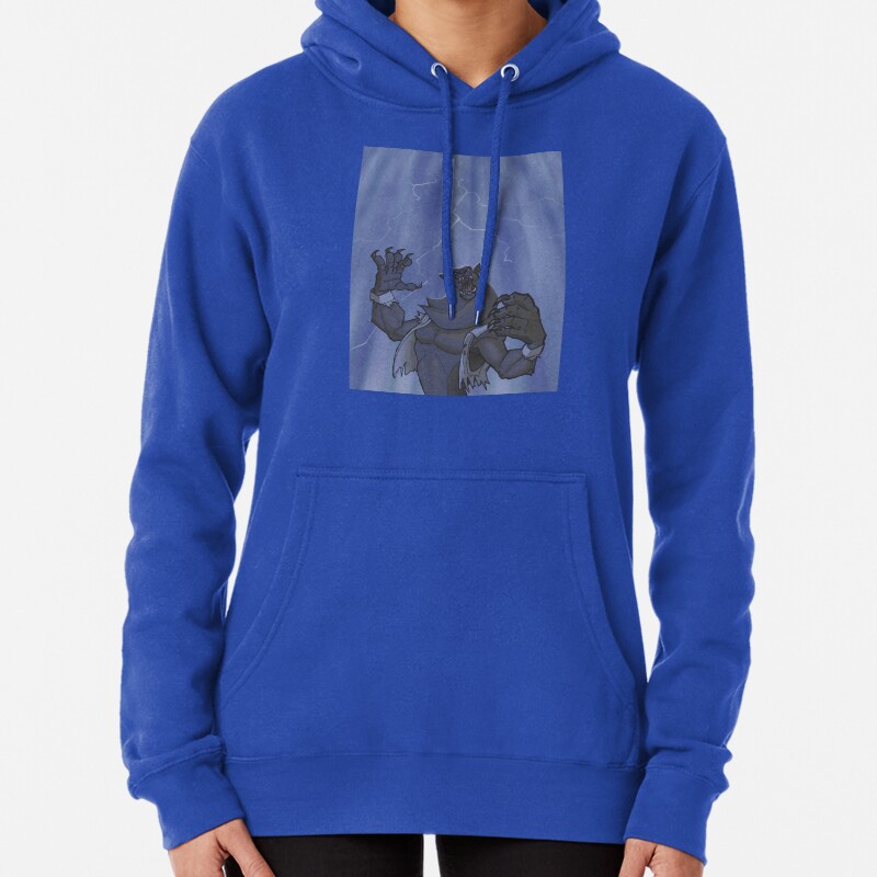 Badass Werewolf Roaring In Lightning Pullover Hoodie