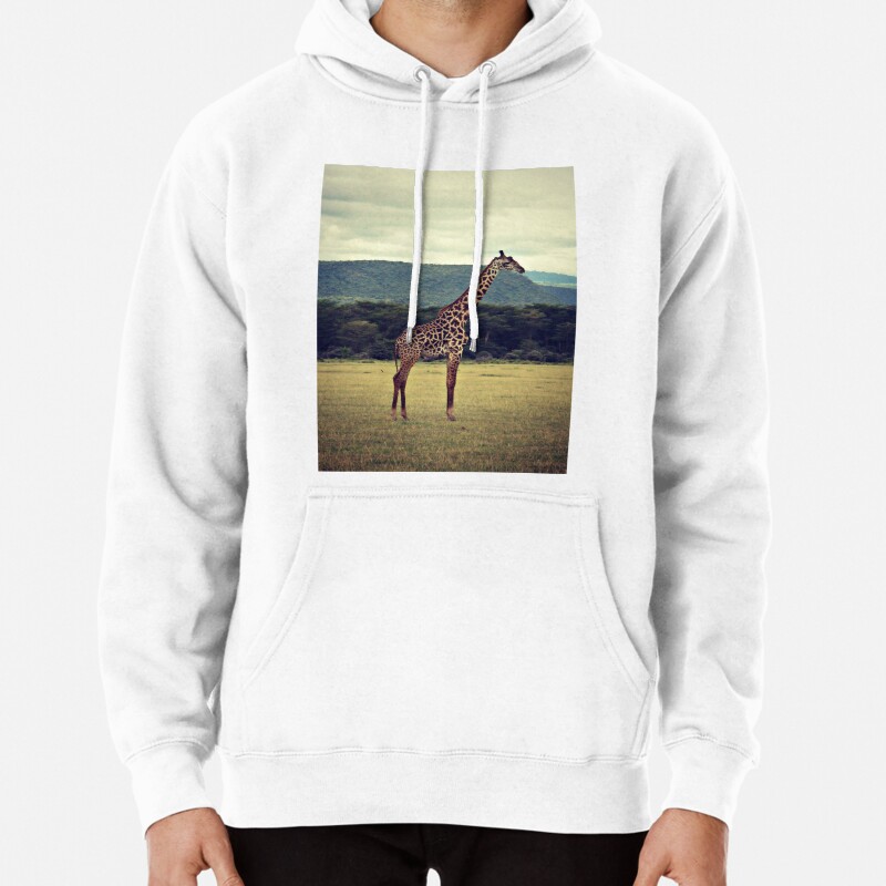 Stiff Sentinel ( Giraffe in Profile ) Pullover Hoodie