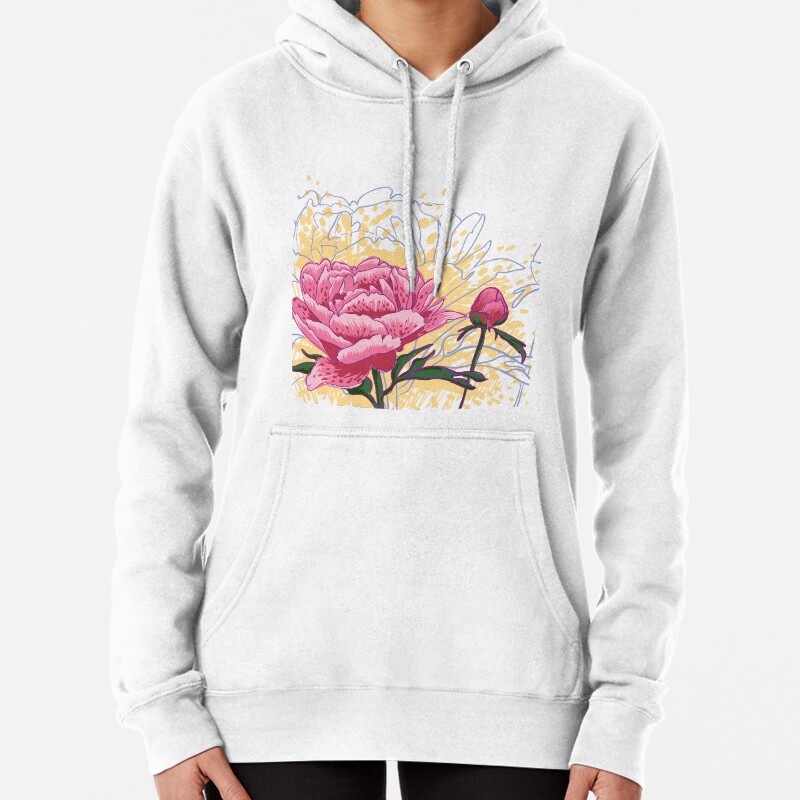 Peony flowers Pullover Hoodie