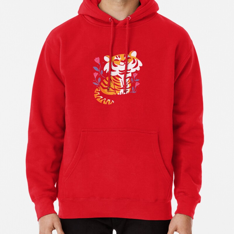 Flower Tiger Pullover Hoodie