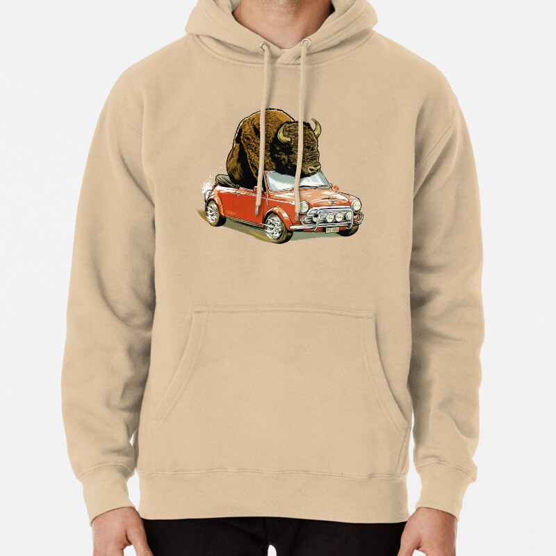 Bison in a Mini Pullover Hoodie