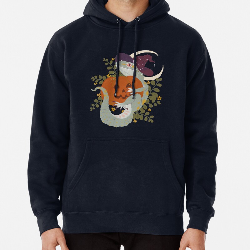 Leopard Gecko and Jack-O-Lantern Pullover Hoodie