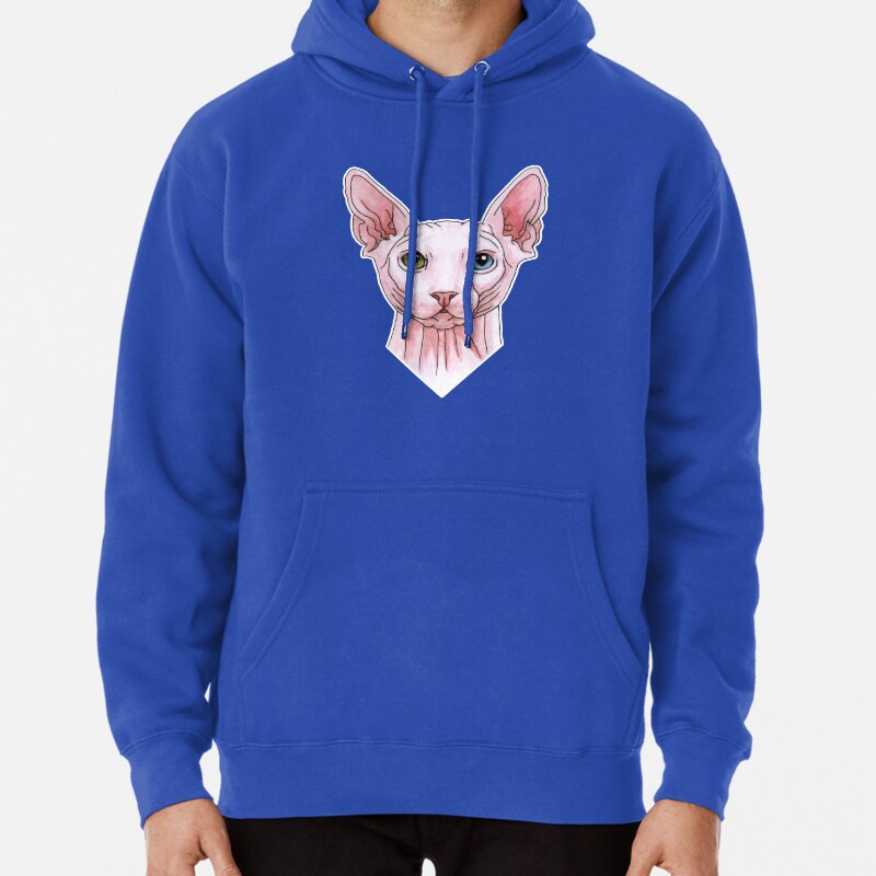 Sphynx cat portrait Pullover Hoodie