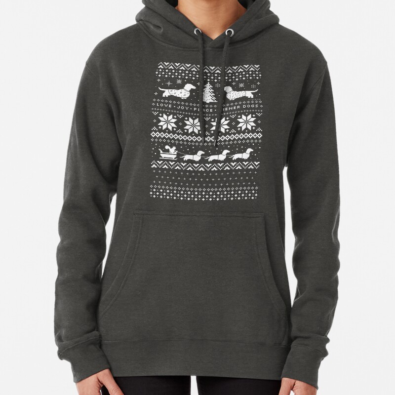 Dachshunds Christmas Sweater Pattern Pullover Hoodie