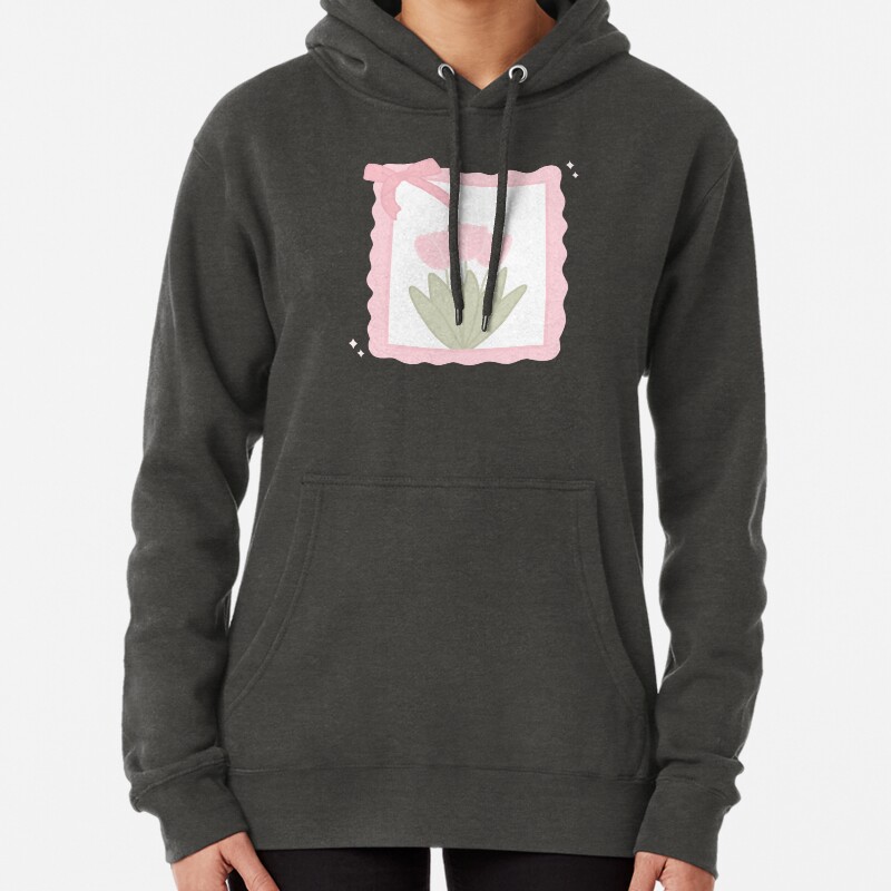 Flower Stamp With Ribbon Pullover Hoodie