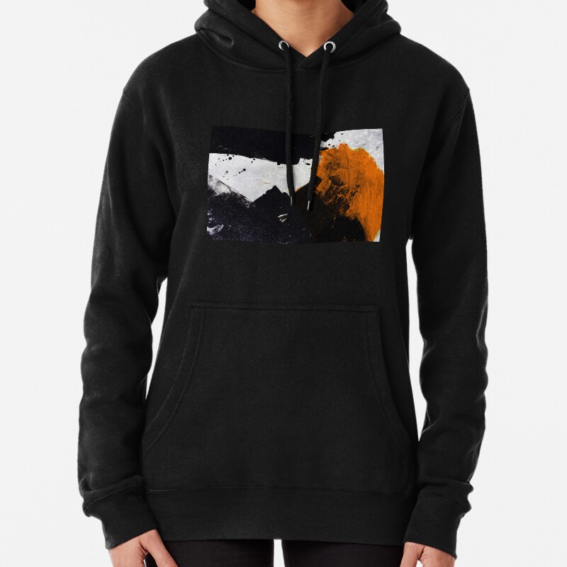 Minimal Orange on Black Pullover Hoodie
