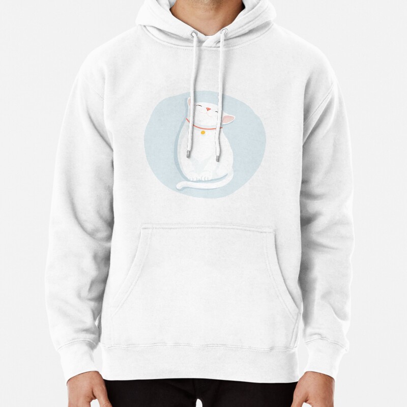 Cat White Pullover Hoodie
