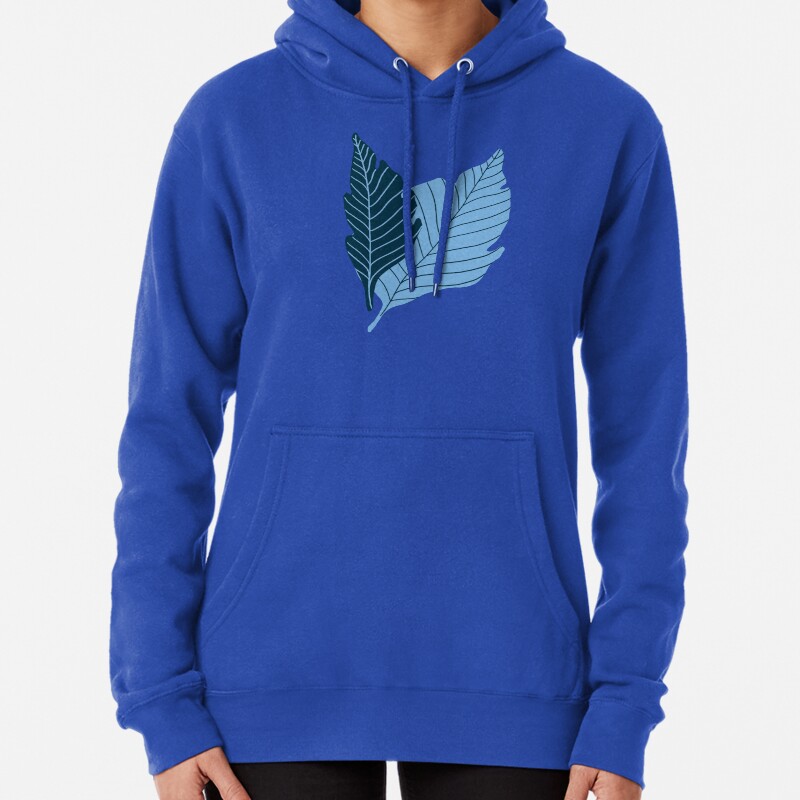 Tropical Leaves - Azure Pullover Hoodie