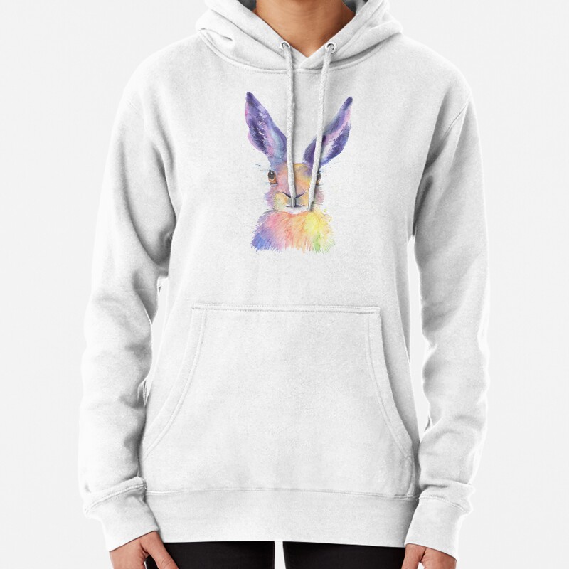 Rainbow Hare Pullover Hoodie