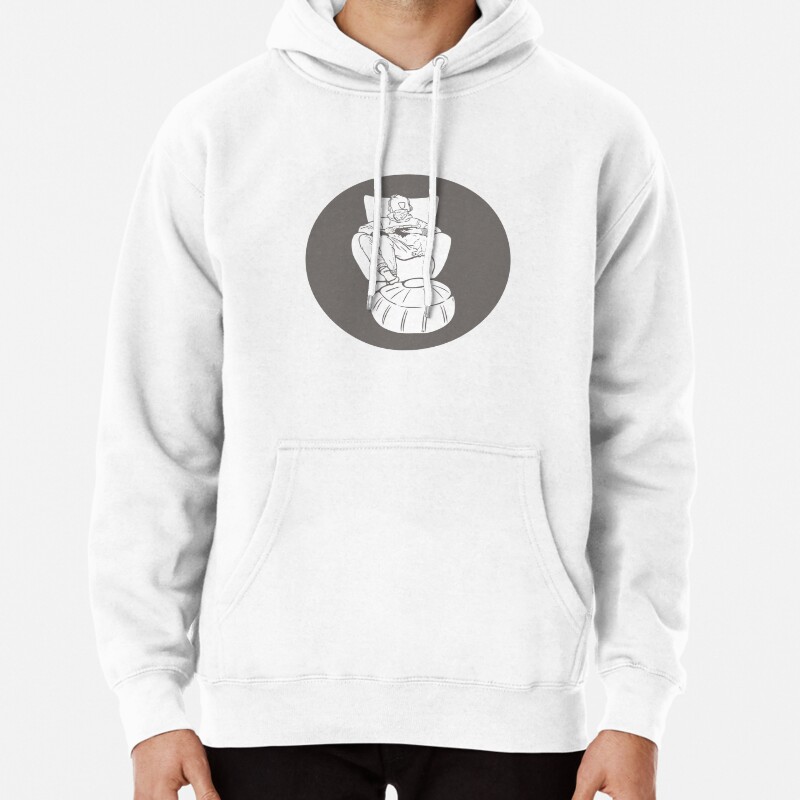 Boy with Dog Just chillin with some tunes on a chair GREY Pullover Hoodie