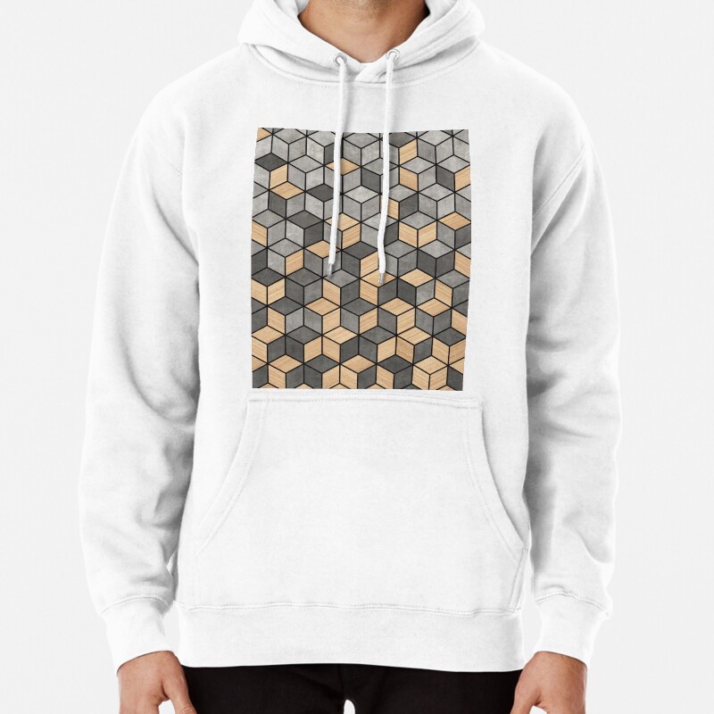 Concrete and Wood Cubes Pullover Hoodie