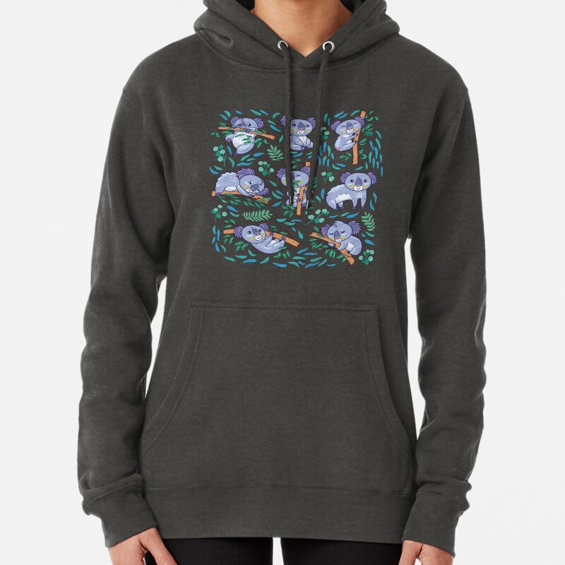 Koalas in the eucalyptus forest Pullover Hoodie