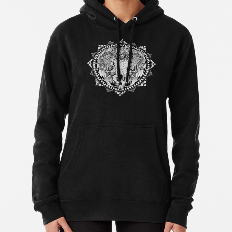 Elephant Medallion Pullover Hoodie