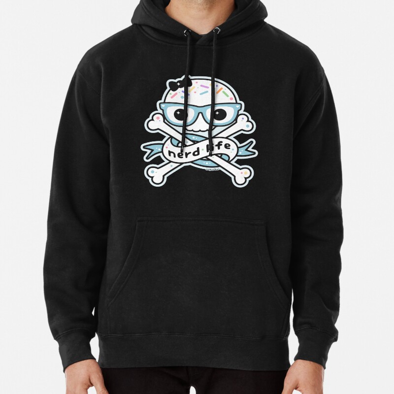 Nerd Life Skull and Crossbones Pullover Hoodie