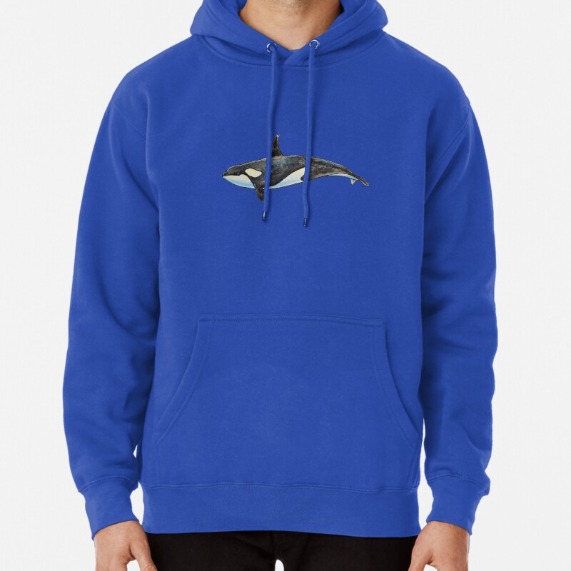 Orca on blue Pullover Hoodie