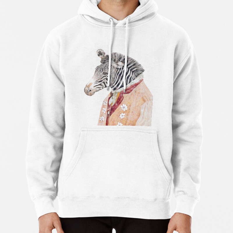 Zebra Cream Pullover Hoodie