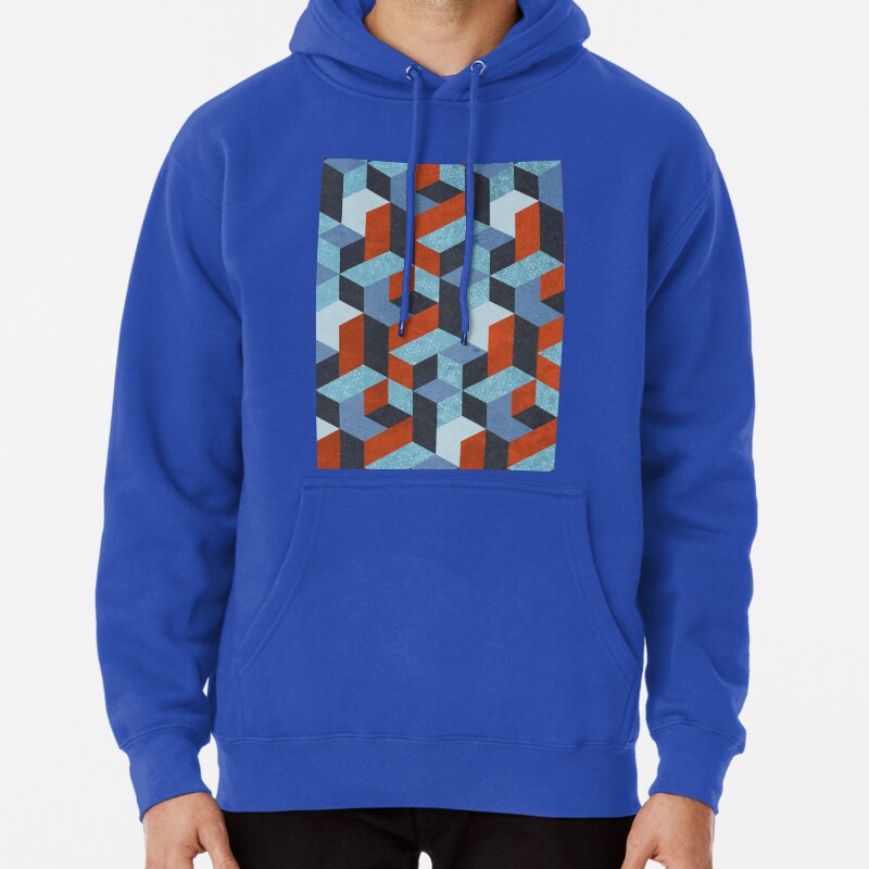 Funky Geometric Texured Pullover Hoodie