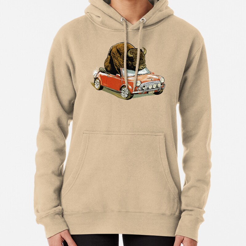 Bison in a Mini Pullover Hoodie