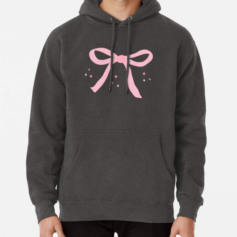 Pink Bow Ribbon With Stars Sticker Pack Pullover Hoodie