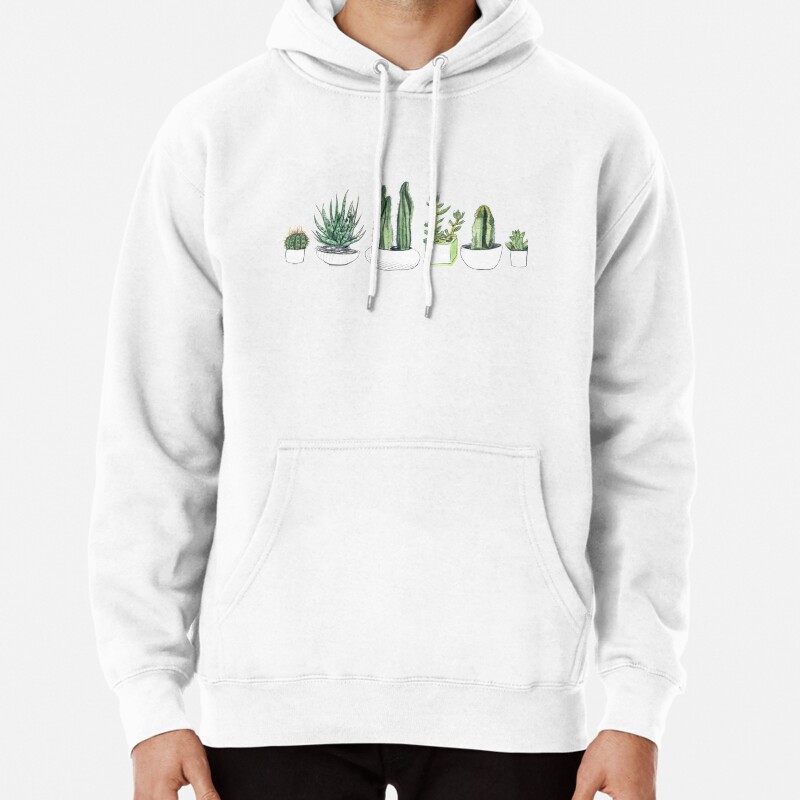 Watercolour cacti and succulents Pullover Hoodie