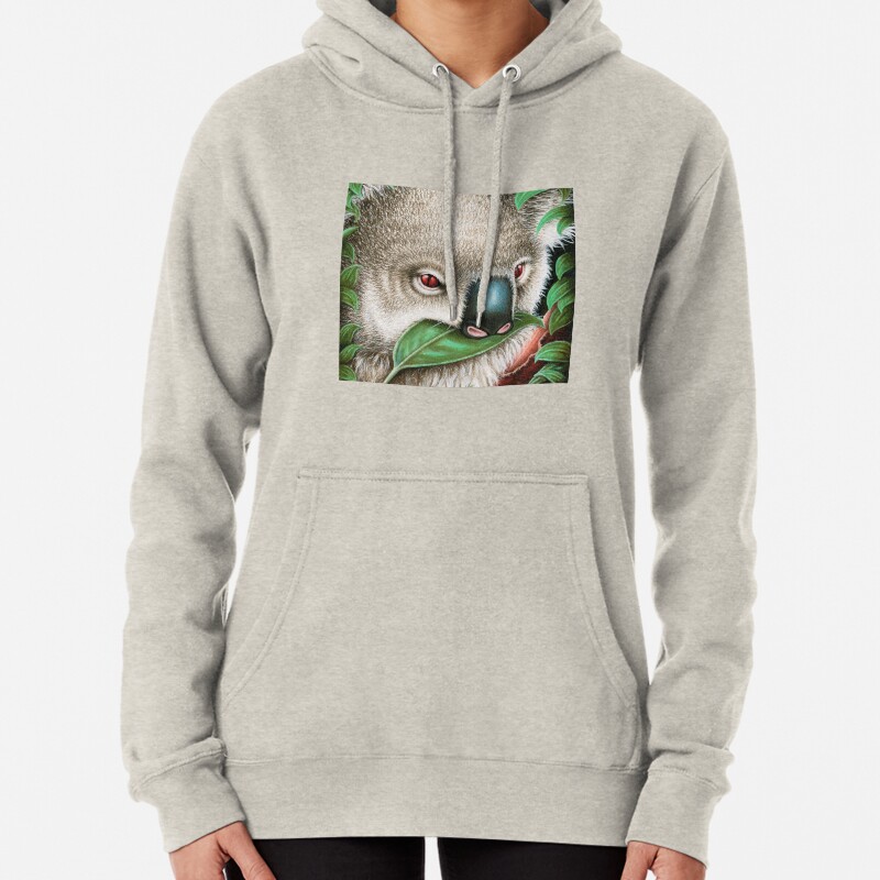 Cute Koala Munching a Leaf Pullover Hoodie