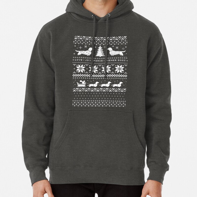 Dachshunds Christmas Sweater Pattern Pullover Hoodie