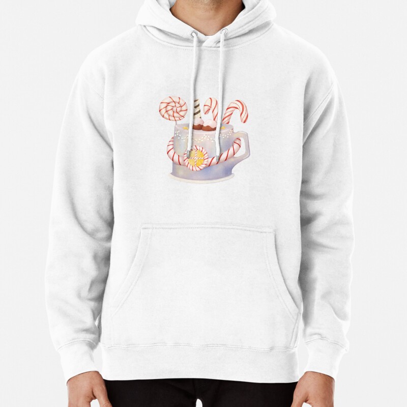 Cozy chocolate drink with candy Pullover Hoodie