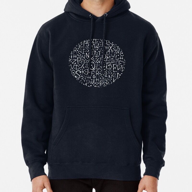 Chalkboard alphabet letters pattern Pullover Hoodie
